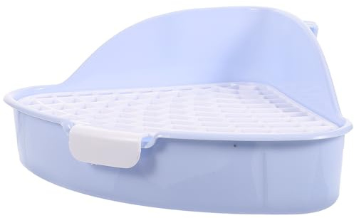 COMPUKAS Kaninchen Toilette aus Kunststoff Dreieckige Ecktoilette mit Rutschfester Unterseite und Erhöhtem Zaundesign für Erwachsene Kaninchen und Meerschweinchen