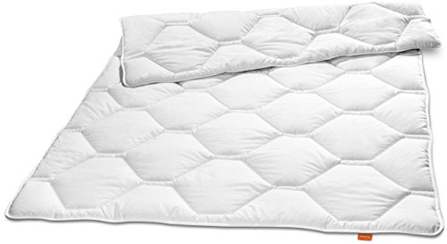 sleepling 190099 Komfort 340 Winter Bettdecke Made in Germany Baumwolle Satin Duo warm 135 x 200 cm, weiß