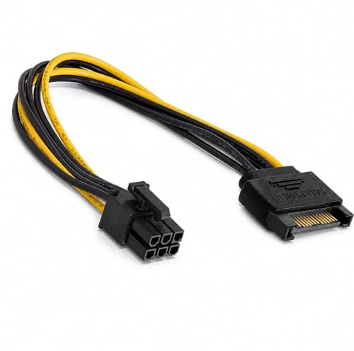 Aukson K26 SATA zu 6-Pin PCI Express Stromkabel – 15cm Power Adapter für Grafikkarten – Hochwertiges SATA auf 6 Pin PCIe Stromkabel für stabile Leistung