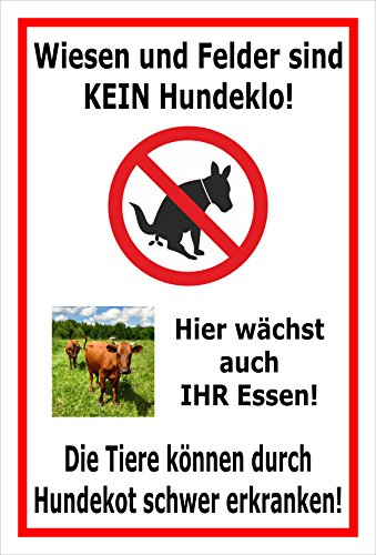 Melis-Folienwerkstatt Schild Wiesen Felder kein Hundeklo - 45x30cm - 3mm Aluverbund – 20 VAR S00187-033-B
