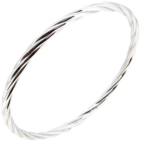 Treasure Bay Eleganter verdrehter Sterling-Armreif für Damen, Größe 65 mm (Silber, Medium)