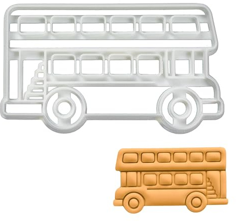 BAKERLOGY Bus Cookie Cutter - Detailed Biscuit Cutter Design for Baking and Crafts, Ideal on Fondant, Dough, Clay