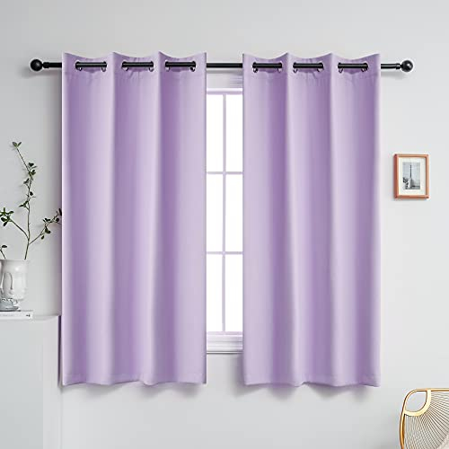 YGO Bedroom Lilac Curtains 45 inch Length Blackout Draperies Ring Top Black Out Window Curtain 2 Panels Home Decoration for Kids Room W 52 x L 45 inches 2 Panels