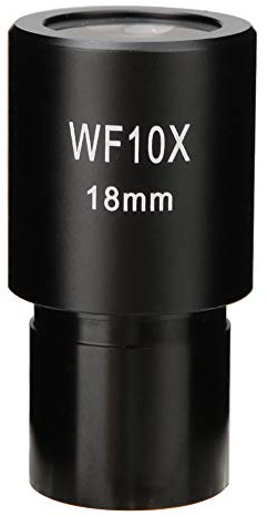 Wal Front WF10X 18mm Wide-Angle Eyepiece, Black, Optical Glass & Metal, 10x Magnification, 23.2mm/0.9in Installation Size, Biological Microscope Compatible