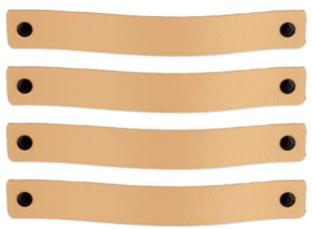 Brute Strength – Ledergriffe für Möbel – 20 x 2,5 cm – Natur – 4 Stück | Handgefertigte Möbelgriffe und Lederschlaufen aus Vollnarbenleder; für Schranktüren und Schubladen, Schrauben inklusive