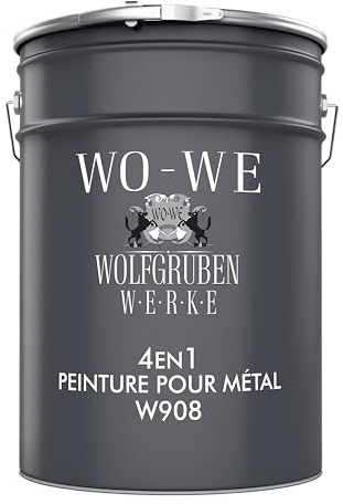 WO-WE Metallschutzlack 4in1 Metalllack Metallfarbe Metallschutzfarbe W908 Lichtgrau - 2.5L | Rostschutz, Grundierung, Zwischenschicht, Finish, Farbe für Geländer, Tor, Metall, Aluminium, Rostfarbe