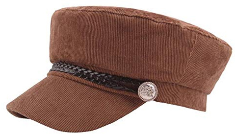 Kord Militärmütze Damen Herren Retro Schirmmütze Cord Flatcap mit Kordel