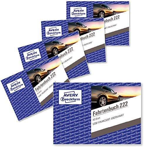 AVERY Zweckform 222 Fahrtenbuch für PKW im 10er-Pack (vom Finanzamt anerkannt, A6 quer, 80 Seiten insgesamt 390 Fahrten, für Deutschland und Österreich zur Abgrenzung privater/geschäftlicher Fahrten)