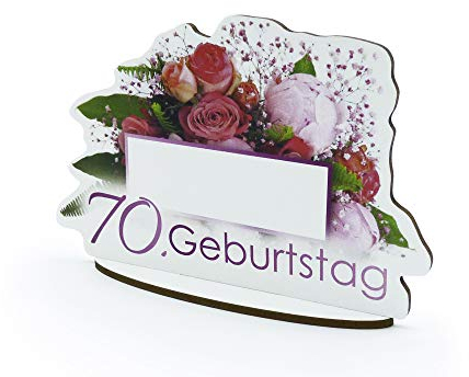 KOCHDIALOG Tischkarten Tischkärtchen 60. 70. 80 Geburtstag recycelbar,stabil 3mm dick,beschriftbar,3D-Effekt (2 Varianten) (Blumen Frauen 70. Geburtstag)