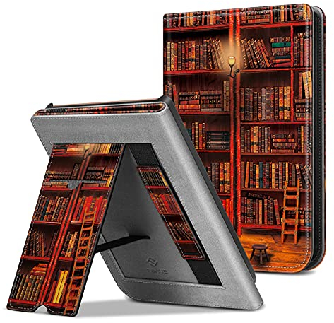 Fintie Hülle für Pocketbook Touch HD 3 / Touch Lux 5/4 / Basic Lux 4/3/2 und Pocketbook Color E-Reader - Kickstand Hülle mit Kartenfach, Handschlaufe und Auto Wake/Sleep, die Bibliothek