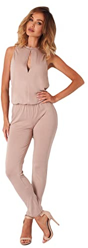 Lemoniade stylischer Jumpsuit V-Ausschnitt und raffinierten Details als Neckholder, Kurzarm oder Langarm