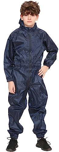A2Z 4 Kids Flickor Pojkar Regnrock Barn Mode Puddle Kostymer Allt I Ett Vattentät Huva - Rainsuit 642 Navy 11-12