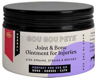 Gou Gou Pets Joint & Bone Ointment for Injuries Holistic Natural Derived Herbal Pet Care for Dogs, Cats and Horses: Sprains, Strains, and Swelling; Natural Joint Pain Relief - Made in USA - 2 oz