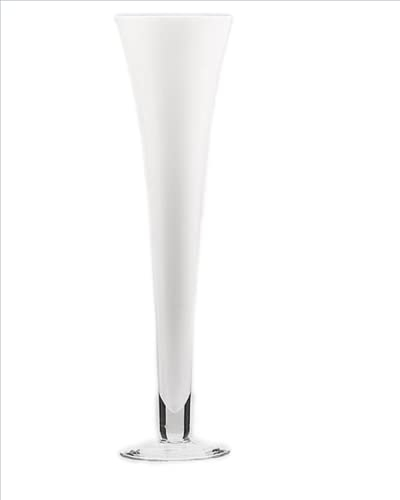 Vaso Imbuto in Vetro Bianco H100 D22 NIDA, Vaso da Decoro Moderno da Terra E per Fiori Sua Veri Che Artificiali Colore : Bianco
