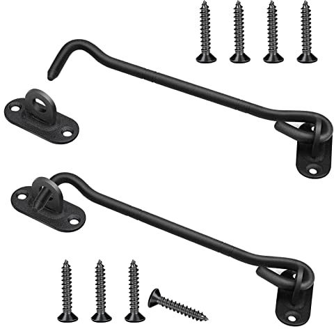 drado Sturmhaken Edelstahl Kabinenhaken mit Öse, 150mm Schloss Haken Türschlösser mit 8 Stück Schrauben (Schwarz)