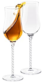 Wilmax Bicchieri da sherry fatti a mano - Set da 2-130 ml - Bicchieri da grappa - Bicchieri da grappa con piede, da liquore, da porto, da grappa, da champagne, da vino rosso, da shot
