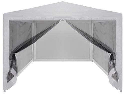 Keketa Homgoday Partyzelt mit Netzseitenwänden - Weiß/Schwarz, 4x3x2,55m, für Hochzeiten und Feste Model45109