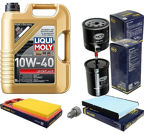 Inspektionspaket Wartungspaket Filterset mit 5 L Motoröl Leichtlauf 10W-40, Ölfilter, Luftfilter, Kraftstofffilter, Innenraumfilter, Verschlussschraube