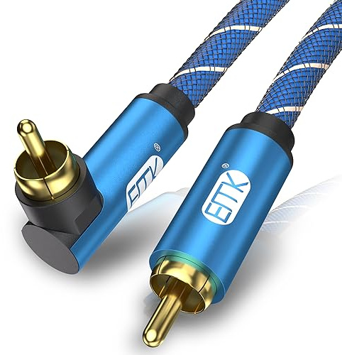 EMK 90 Degree Subwoofer Cable RCA Cable Male to Male Digital Coaxial Audio Cable for Subwoofer, TV, Sound Bars, Amplifier,Speaker(5FT/1.5M)