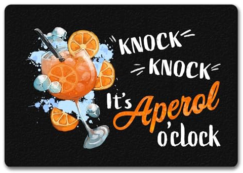 speecheese Cocktail Fußmatte in 35x50 cm ohne Rand mit Spruch Knock Knock It's Aperol o'clock Alkohol Willkommen Fußabtreter - Lustiger Eintrittsgruß Aperol Spritz Drinks