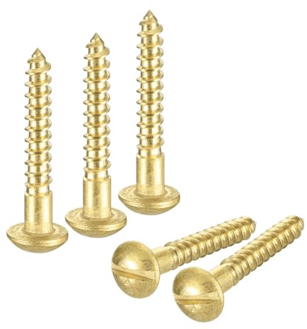 QUARKZMAN Vis à Bois M2.5 x 16mm à Tête Ronde Fendue en Laiton, Vis Autotaraudeuses pour le Travail du Bois, 60 Pièces