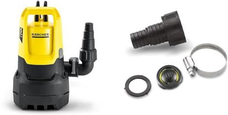 Kärcher SP 9.500 Schmutztauchpumpe für Abwasser & 6.997-359.0 Anschluss (geeignet fuer Saugschlauch 3/4 Zoll+ 1 Zoll)