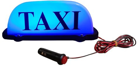 VILIERY 12V Taxi-Schild-Licht, wasserdichtes magnetisches Dach-Leuchtschild für die Taxi-Kabine, Taxi-Schild LED-Licht mit versiegelter Basis, mit 3 Meter Stromkabel (BLAU)