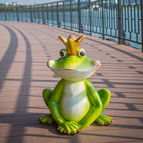 BIANBHUO Statue Dekoration Kreative Gartenornamente Outdoor Garten Pastorale Dekorationen Skulptur Cartoon Tier Harz Glas Stahl Frosch Ornamente Gartenskulptur Ornamente