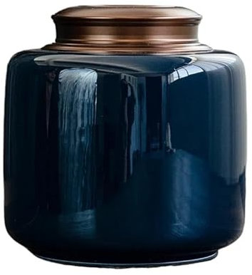 Tarro de cerámica para alimentos Carrito de té de cerámica Cubierta de metal Tarro sellado Caja de té grande Contenedor de té Organizador de té Tanque de almacenamiento Lata de té Tarro de azúcar Con