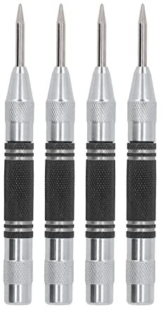 4Pcs Automatic Center Punch, Steel Length Center Punch High Speed Steel Set Push Type Kit (Black White)