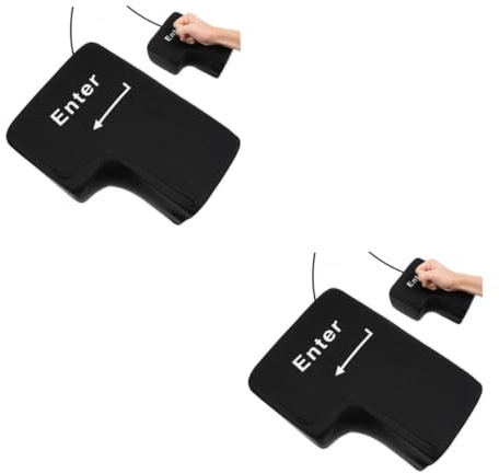 QUMIIRITY 2pezzi Cuscino Gigante Forma Di Tasto Enter Con Funzione Usb Per Ufficio e Riposo Breve Giocattolo Antistress Per Computer e Laptop Nero