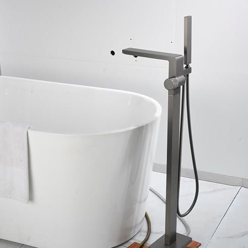 CWCQGH Bad Dusche Mischbatterie Grau Freistehende Badewanne Wasserhahn Wasserfall Mischbatterie Badewanne Wasserhahn Bad Mischbatterie mit Dusche