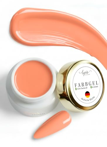 Farbgel für Gelnägel Pastell Orange 5ml, Candy, Warmer Orange-Ton für kreative Akzente & Nail Art, UV Gel für LED Lampe & UV Lichthärtung, Deutsche Marke, Lynis-Nailshop.de