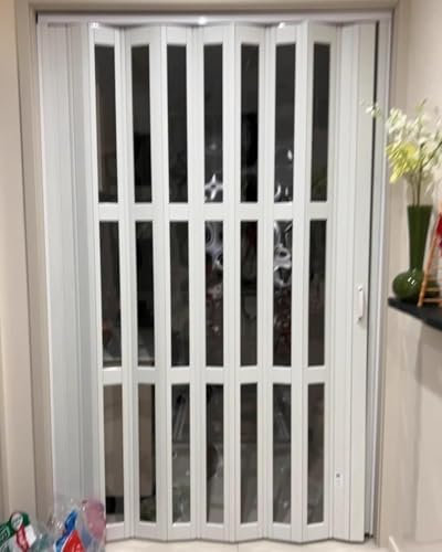 AVLLSO Sliding closet doors Metal Track Folding Doors Interior with Plastic Panel, Retractable Screen Partition(WxH 23x80in(58.5x203cm))