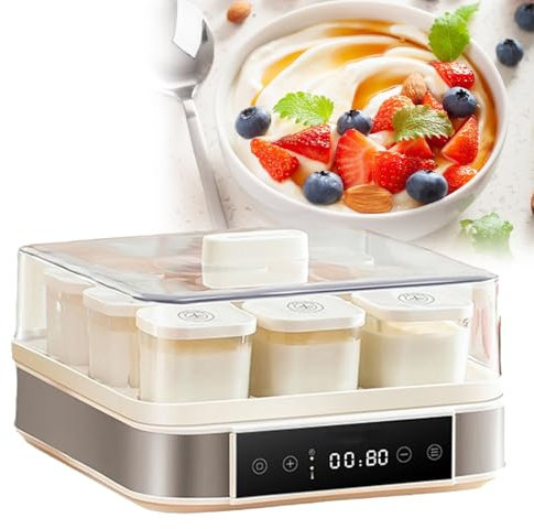 Outils Yaourtière,Machine à Yaourt Automatique, avec 9 Pots en Verre et écran Tactile Intelligent, avec ContrôLe de La Tempé Rature et Temps, pour Préparer du Yaourt