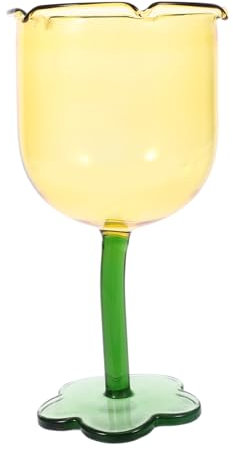 NOLITOY Verre Flottant en Verre Jaune de 250ml, Coupe à Vin Créative de Fleur pour Anniversaires et Bureaux, Élégant et Polyvalent