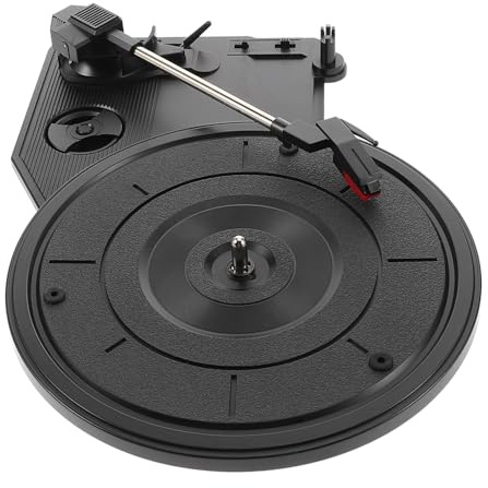 Supvox Plattenspieler Kunststoffmaterial Schwarzer Retro mit Großem Grammophonwerk Klarer Klangqualität und Niedrigem Geräuschpegel für Home Decor und Musikliebhaber