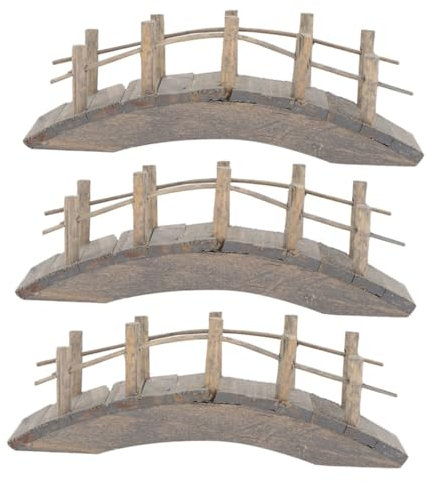 OUNONA 3pcs Mini Wooden Arch Bridge for Outdoor Miniature Bridge Decor for Bonsai Plant Pot Easy to Assemble Dollhouse Accessory for Creative Play and Zen Landscaping