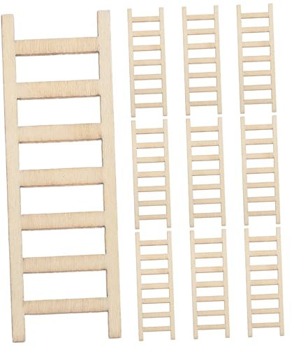 NUOBESTY 10pcs Miniature Wooden Ladder Realistic Dollhouse Accessory for DIY Craft Projects Mini Scene Photography Ladder Ornament for Miniature Landscape