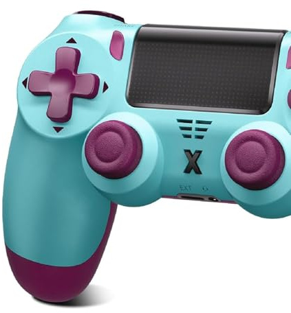 Suoxiom Wireless Controller für P4,Game Controller Kompatibel mit P4/Slim/Pro,Bluetooth Gamepad Joystick mit Touch Panel,6-Achsen Gyro Sensor, 3.5mm Audio Jack,Blau