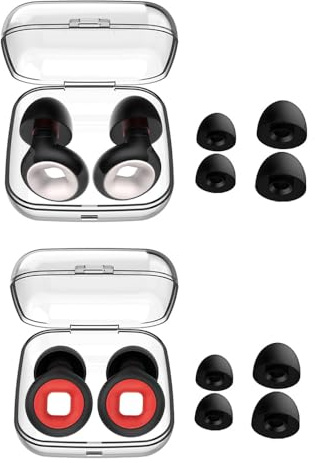 XFSRG Tappi Orecchie Silicone Nero e Rosso | Tappi per Orecchie per Nuoto | Tappi Antirumore per Dormire e Moto | Cuffie Antirumore per Concerti | Confortevoli e Resistenti