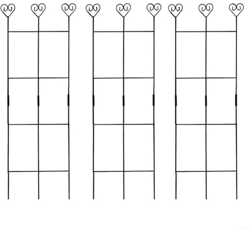 Confezione da 3 graticci per piante in metallo nero, 70 x 30 cm, antiruggine, per piante da interno/esterno (montaggio senza attrezzi, supporto resistente per Pothos/filodendro)