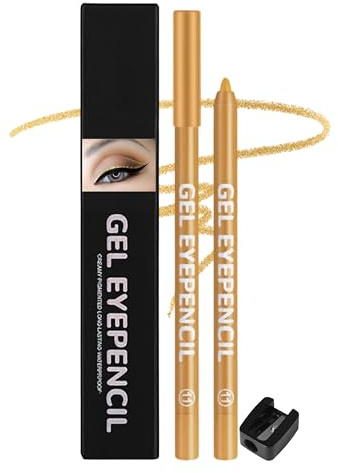 Erinde Cremiger Gel Eyeliner, Gold Schimmernd, Wasserfest & Langanhaltend, Wischfest, Hochpigmentiert, Geschmeidiger Auftrag, Mit Inkludiertem Anspitzer, Anspitzbar, Für Empfindliche Augen, #11