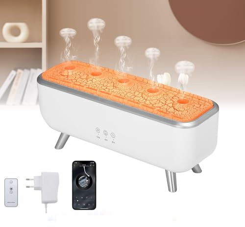 Diffuseur d'huile Essentielle méduse, 300ml avec capteur de Son Dynamique | Diffuseur d'arômes avec minuterie 4/8H, lumière 7 Couleurs, 2 Modes de pulvérisation, télécommande, pour Maison, Bureau