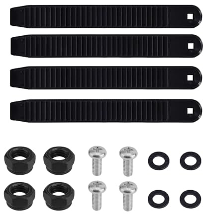 BOXOB 4uds Correas de Snowboard, 17,5x2,1cm Alta Elasticidad Repuesto de Correa para Snowboard con Tornillos Tuercas y Arandelas para Patines y Equipo Deportivo