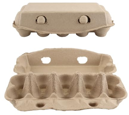 ACOLY Paquete de 10 cartones de huevos reutilizables de 10 celdas, apilables, biodegradables, con fibra de celulosa, para mercado y cocina.