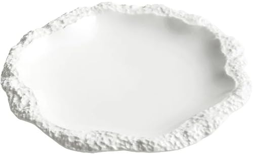 Assiettes Service de Table Plat De Service À Bord Orné D'un Motif Roche Créatif, Assiette Plate En Céramique Peu Profonde, Idéale For La Vaisselle Cuisine D'hôtels Et Restaurants(11.6 inches)