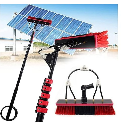 Kit de poteau télescopique alimenté en eau de 5,5 m pour nettoyage de fenêtres – Tête de brosse rotative à 180° pour l'extérieur et le panneau solaire – Équipement de nettoyage efficace par
