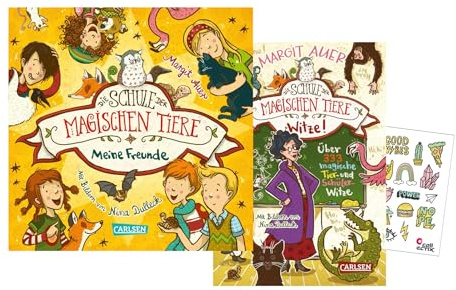 Die Schule der magischen Tiere Set: Freundebuch + Witzebuch (333 Witze) | Schulfreundebuch ab 7 Jahren | inkl. Kindersticker | Geschenk für Schüler