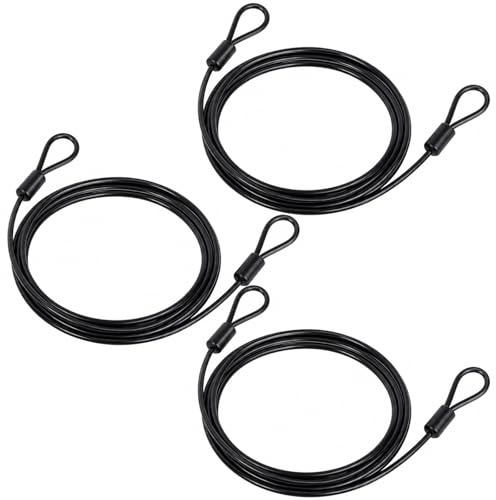 3 Pièces Câble Antivol Velo Câbles en Acier avec Œillets Câble à Passants en Acier 2m x 4mm Cable de Securite avec Gainé de Plastique pour Vélos Câble Remorques de Vélo
